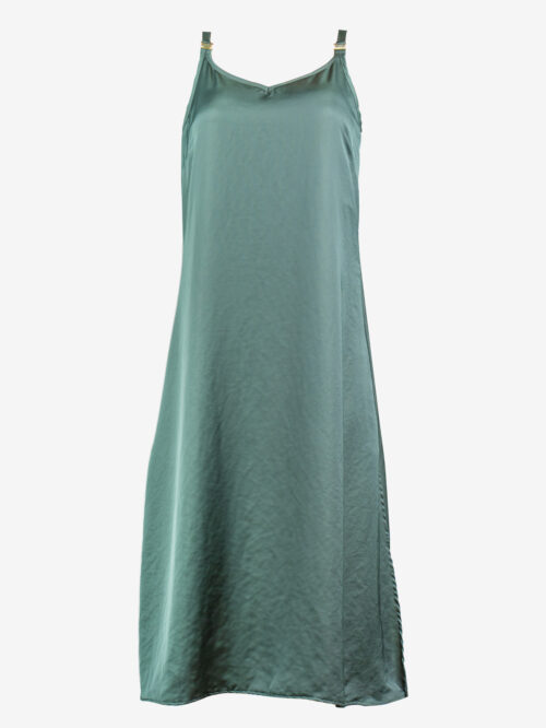recycled polyester slip dress emerald