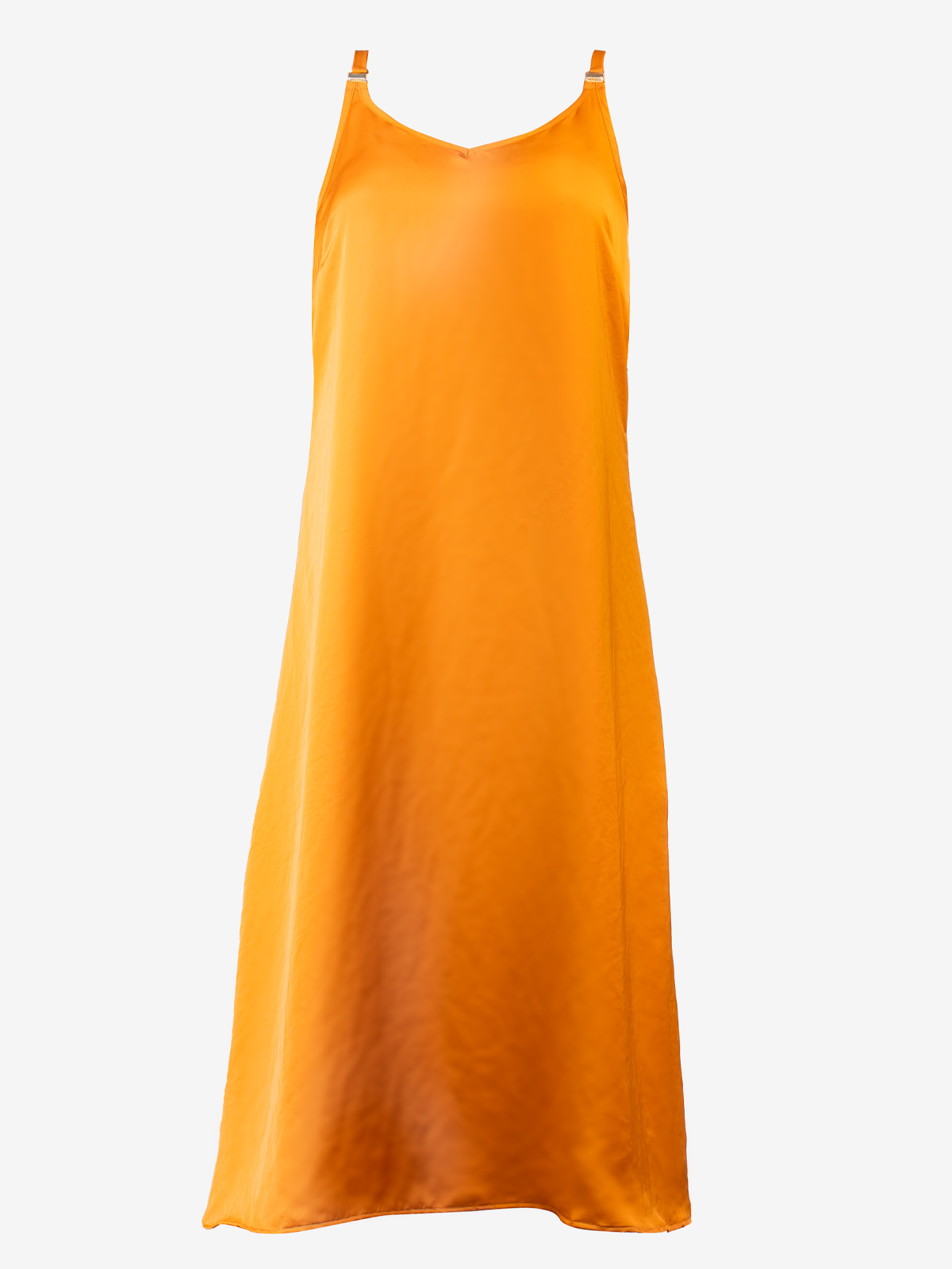 recycled polyester slip dress mustard