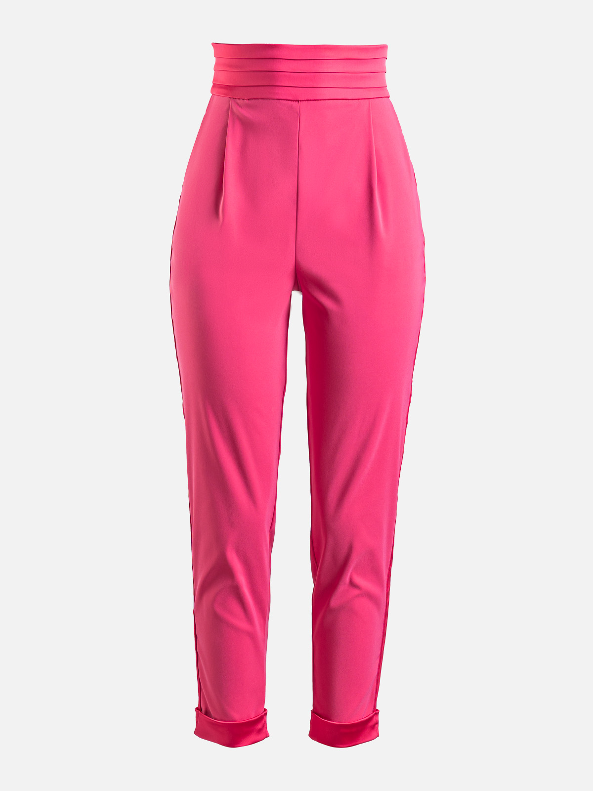 Dollar Missy Women Pack of 1 Straight Fit Solid Cigarette Trousers- Hot Pink  – Dollarshoppe