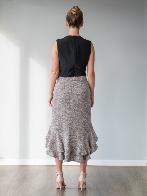 tweed frill skirt back