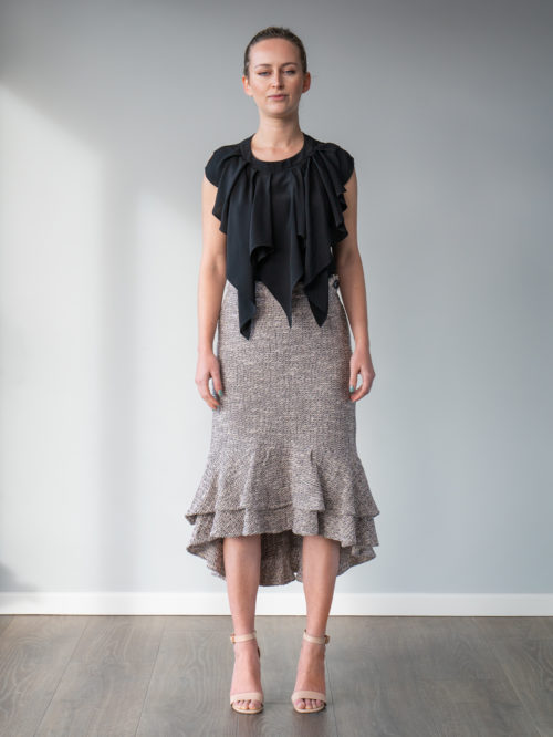tweed frill skirt front